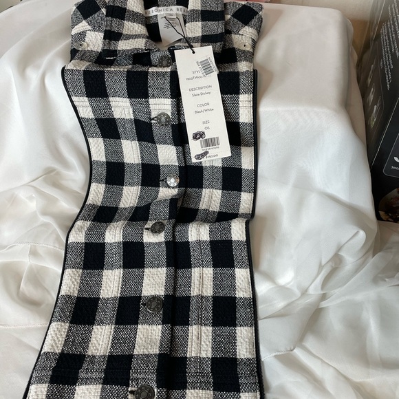 Veronica Beard Black and White Buffalo Plaid Check Slate Dickey - Picture 3 of 7